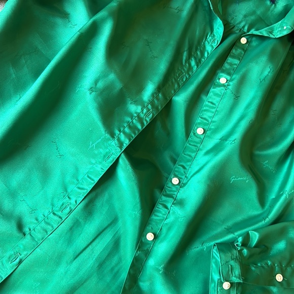 Givenchy for Chesa Green Logo Embroidered Button Down LS Blouse Size 10 - Picture 2 of 12